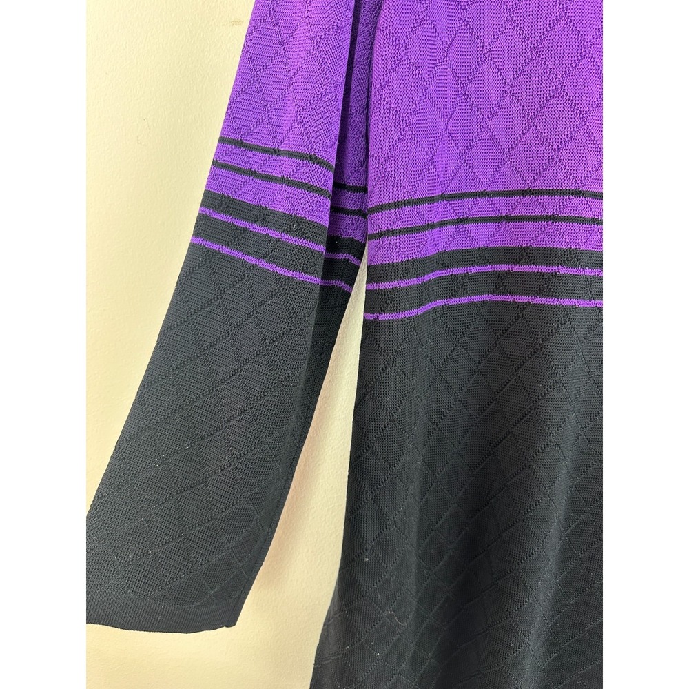 Misook Striped Diamond Knit Cardigan Jacket Large Button Up Exclusively Misook - Picture 6 of 15